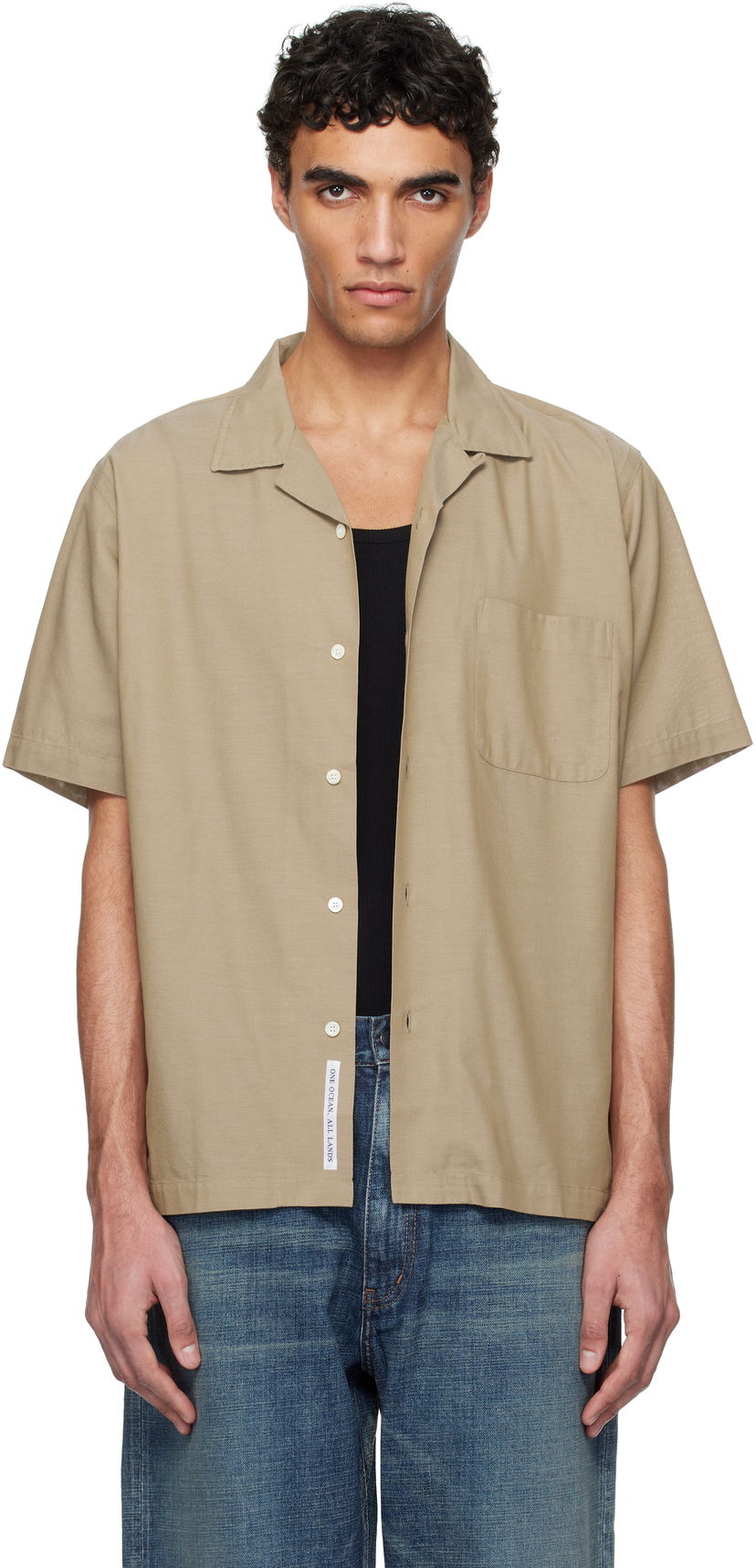 Сорочка NANAMICA Nanamica Open Collar Panama Short Sleeve Shirt бежевий | S25SG119U