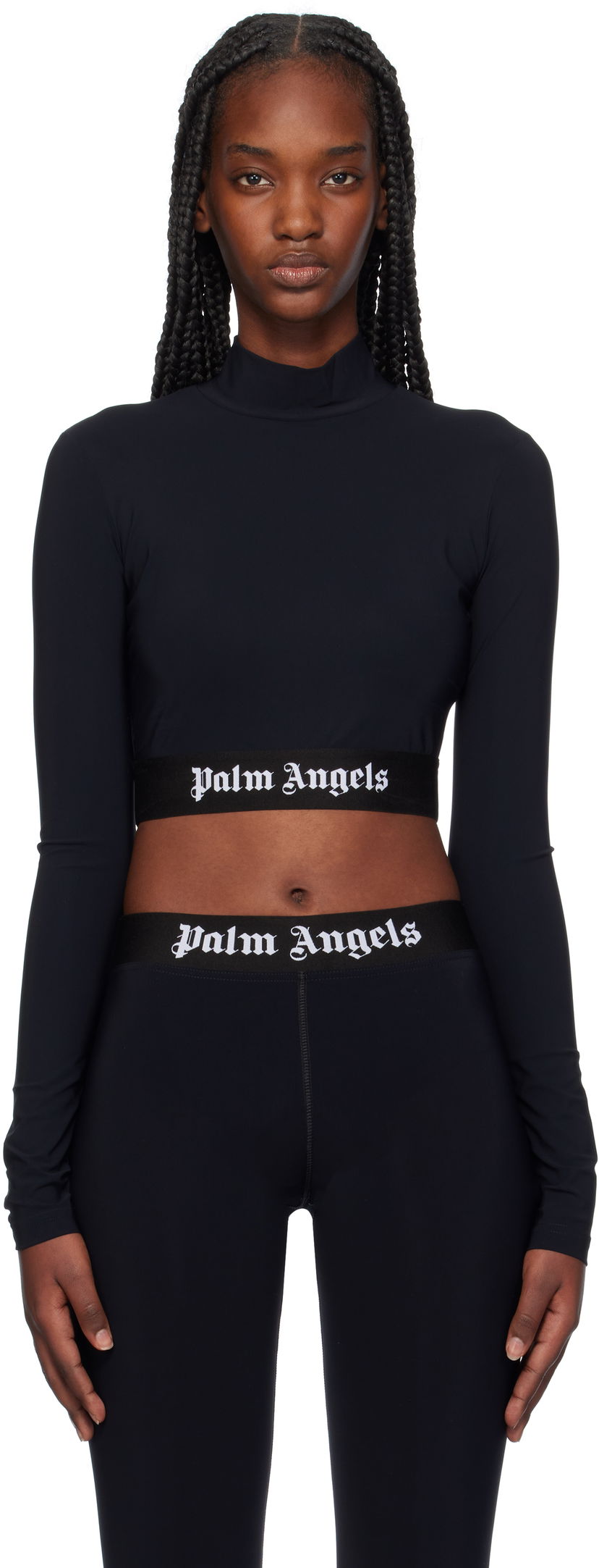 Футболка Palm Angels Mockneck Logo Sport Top чорний | PWVO014C99FAB0021001