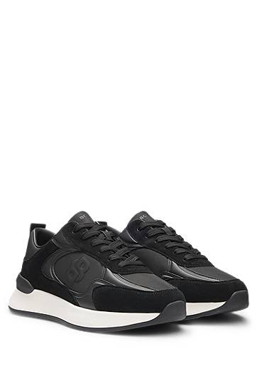 Догляд за взуттям BOSS Suede-Trim Double B Monogram чорний | 50548358