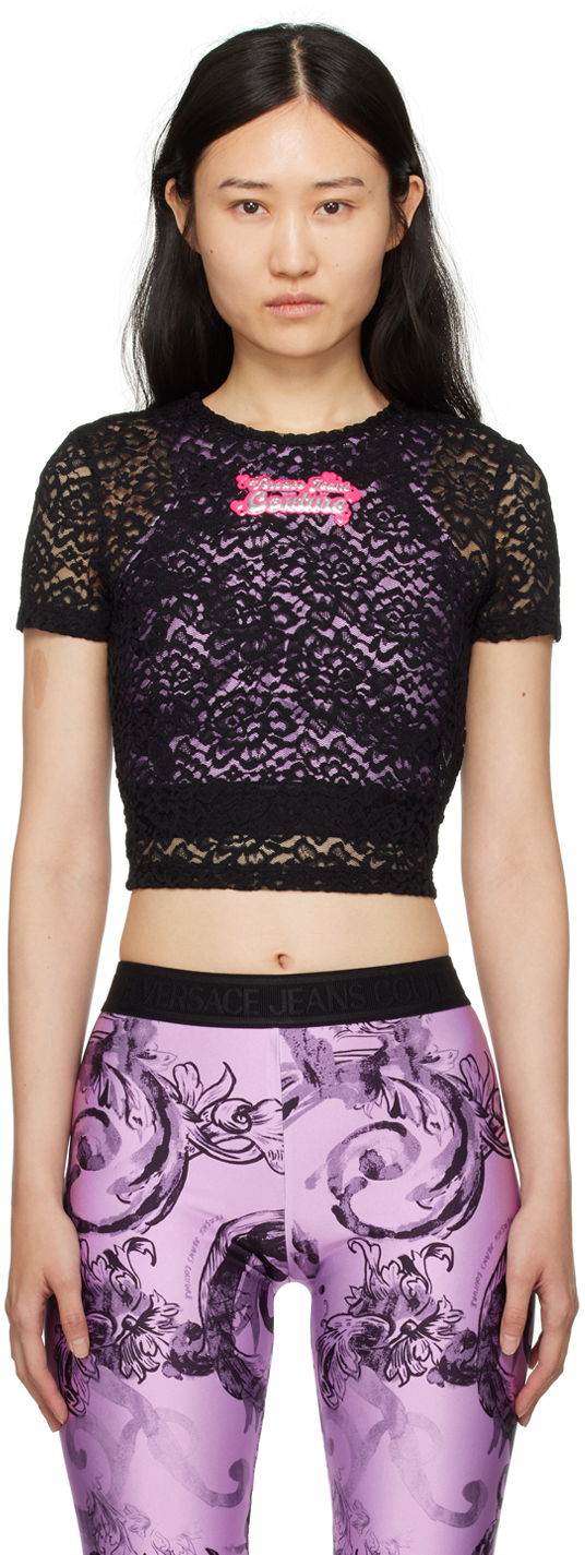 Кроп-топи Versace Patch T-Shirt чорний | E76HAH6B2_EJ0132