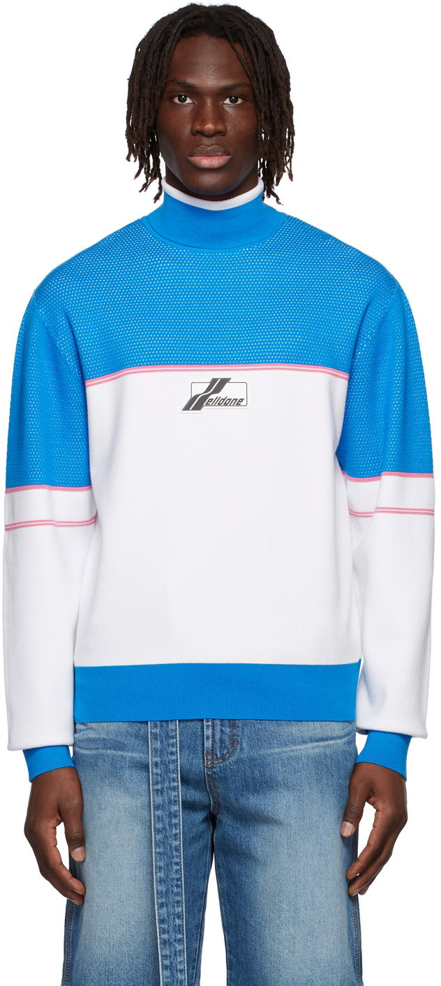 Cветр We11done We11done Mock Neck Sweater Синій | WD-KT1-22-617-U-BL