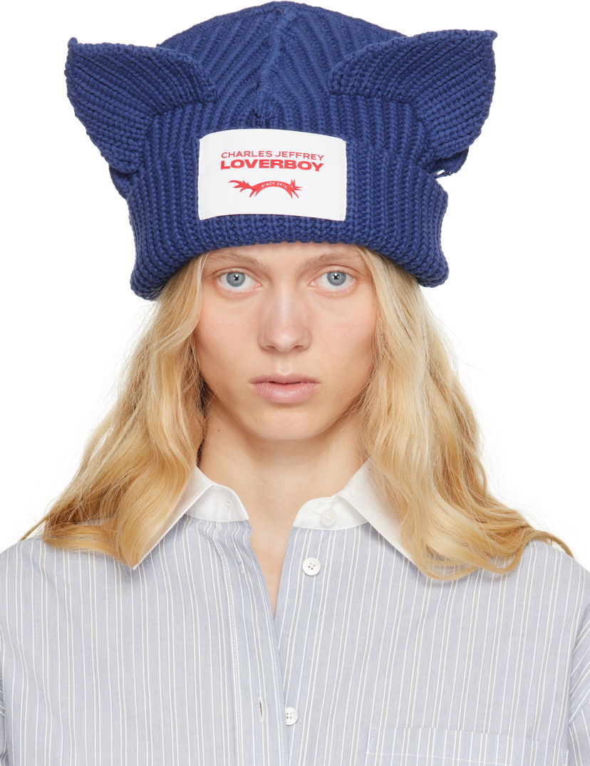 Шапка Charles Jeffrey Loverboy Charles Jeffrey LOVERBOY Chunky Knit Ears Beanie Синій | 54130301