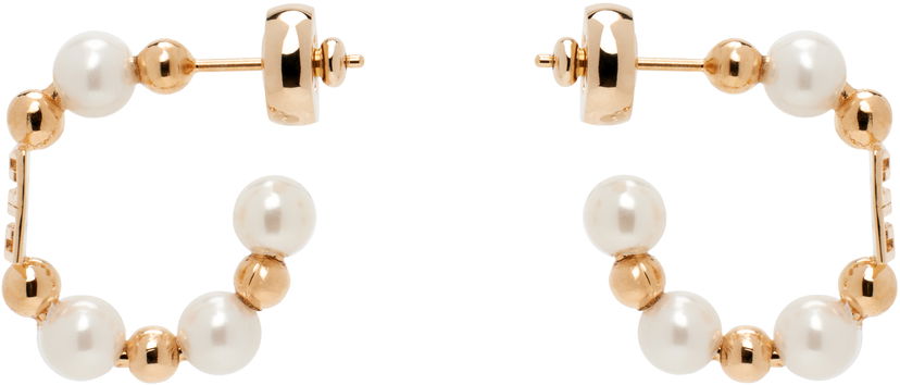 Сережки Givenchy Pearl & Gold-Tone Hoop Earrings Металік | BF111PF03U645