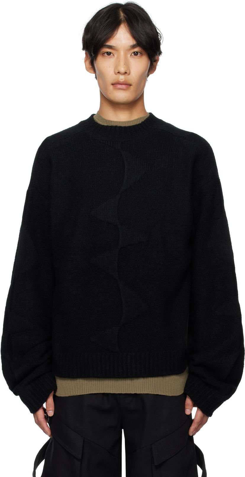Cветр HELIOT EMIL HELIOT EMIL Cropped Spiral Knit Sweater чорний | PREAW25_M_07_063_BLK01_CO