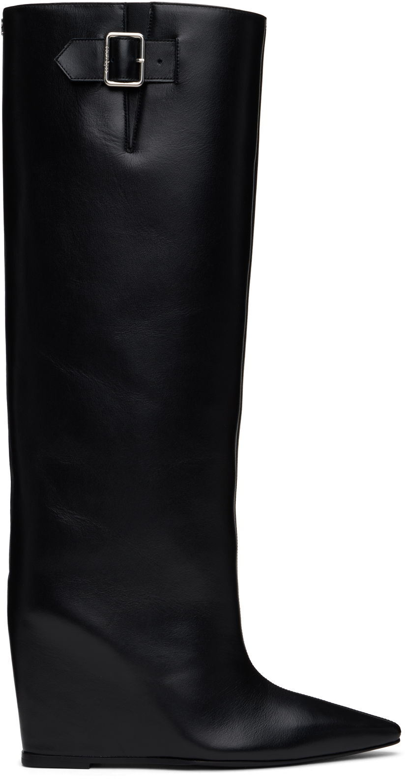 Кросівки та взуття Courrèges Astro Wedged Leather Tall Boots чорний | 324SBT035CR0017