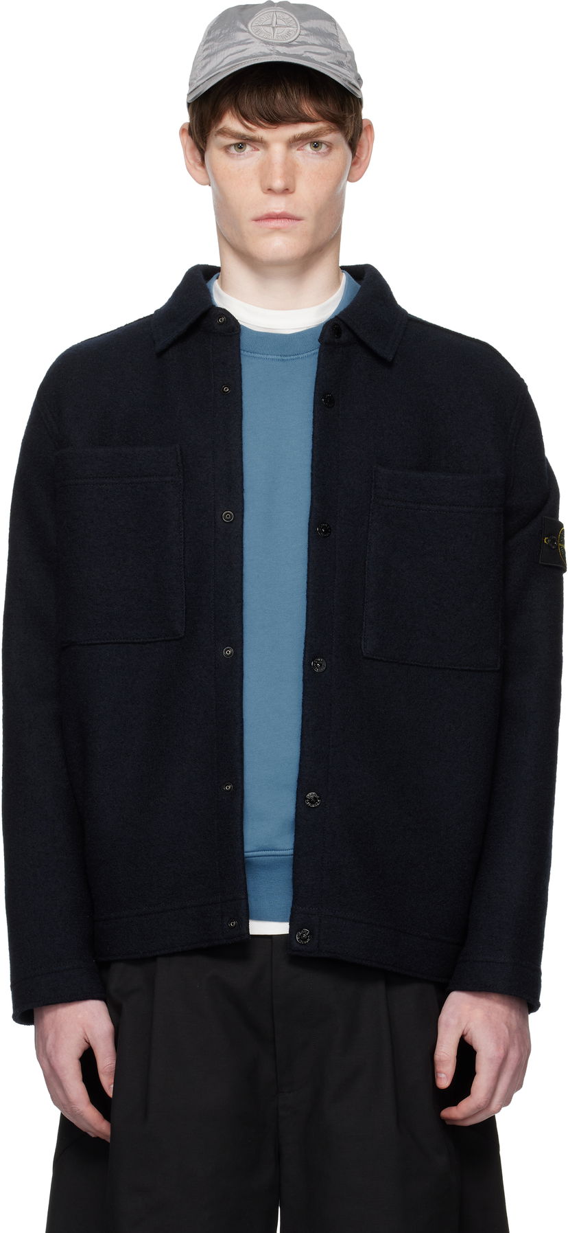 Куртка Stone Island Stone Island Wool Overshirt темно-синій | K2S15 5100058 S0IN1