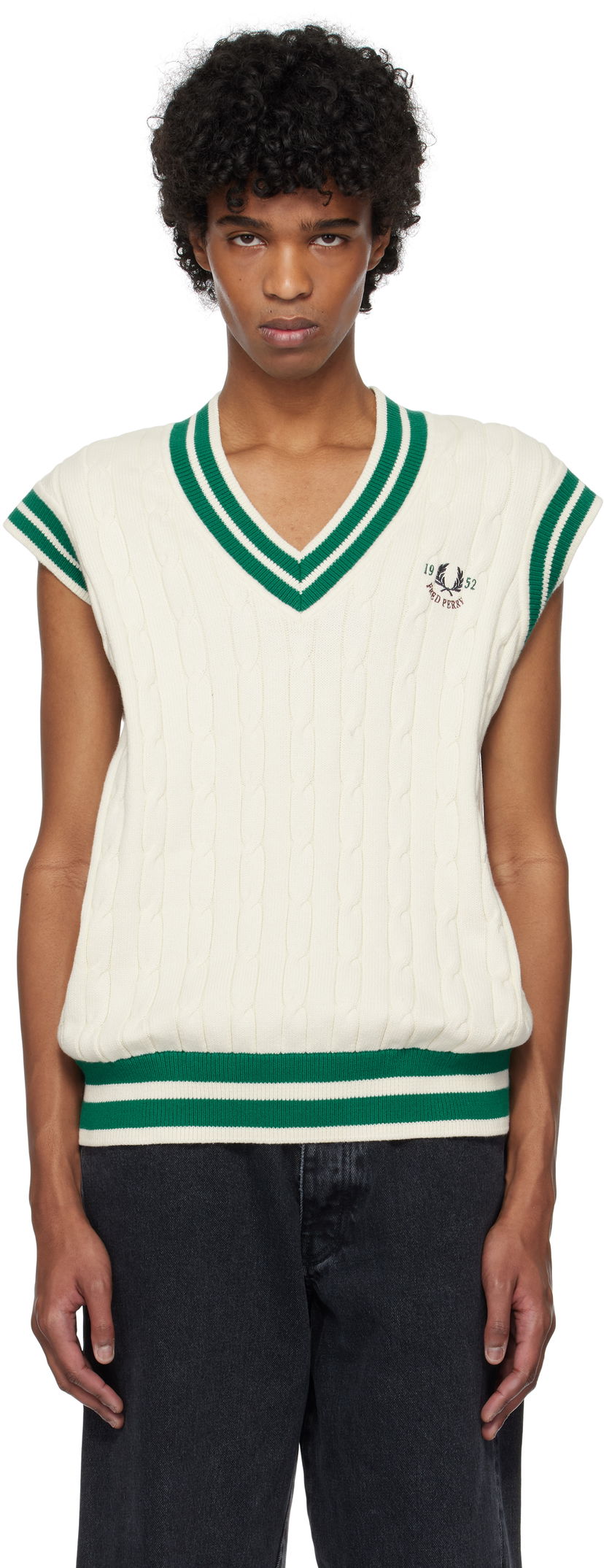 Cветр Fred Perry Fred Perry Cable Knit Tennis Vest білий | K9721