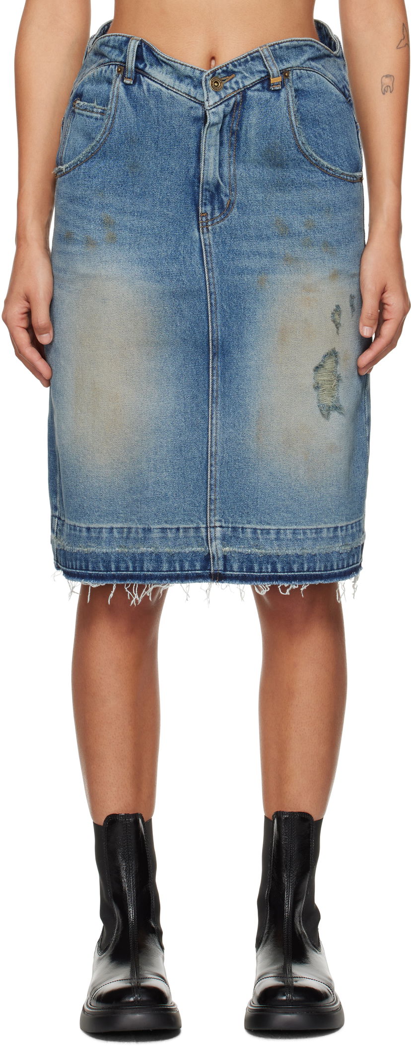 Спідниця We11done We11done Heart Denim Midi Skirt Синій | WD-DS3-24-333-W-BL