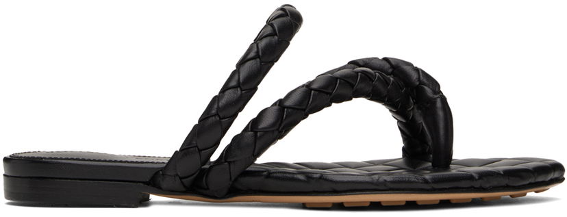 Кросівки та взуття Bottega Veneta Leaf Flat Sandals чорний | 786913 V3Y50