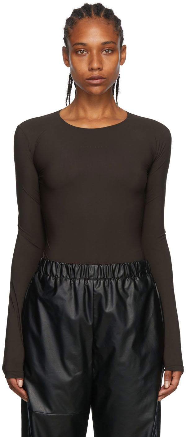 Боді Maison Margiela MM6 Maison Margiela Nylon Long Sleeve Bodysuit Коричневий | S52NA0050 S20518