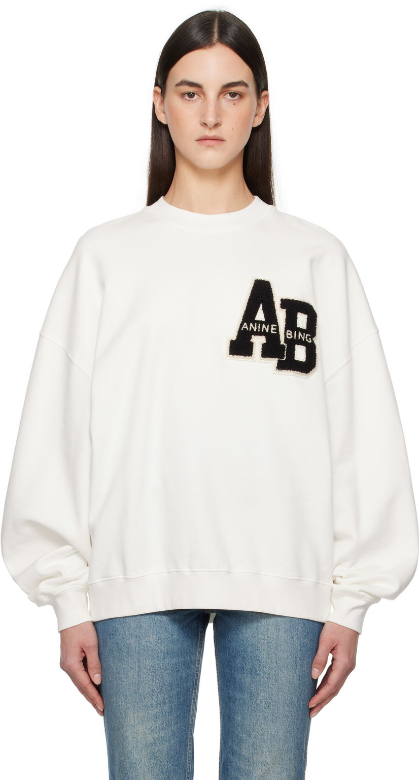 Світшоти Anine Bing Anine Bing Miles Oversized Letterman Sweatshirt білий | A-08-10074-OFW1