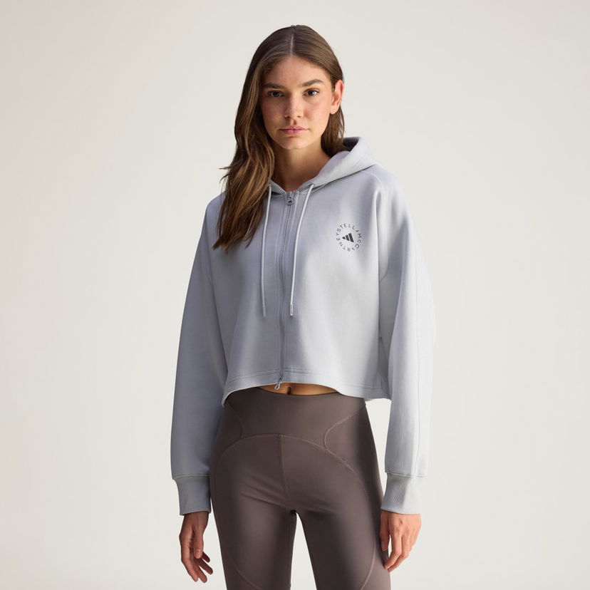 Світшоти adidas Performance Stella McCartney Sportswear Cropped Full-Zip Hoodie Сірий | JW4689