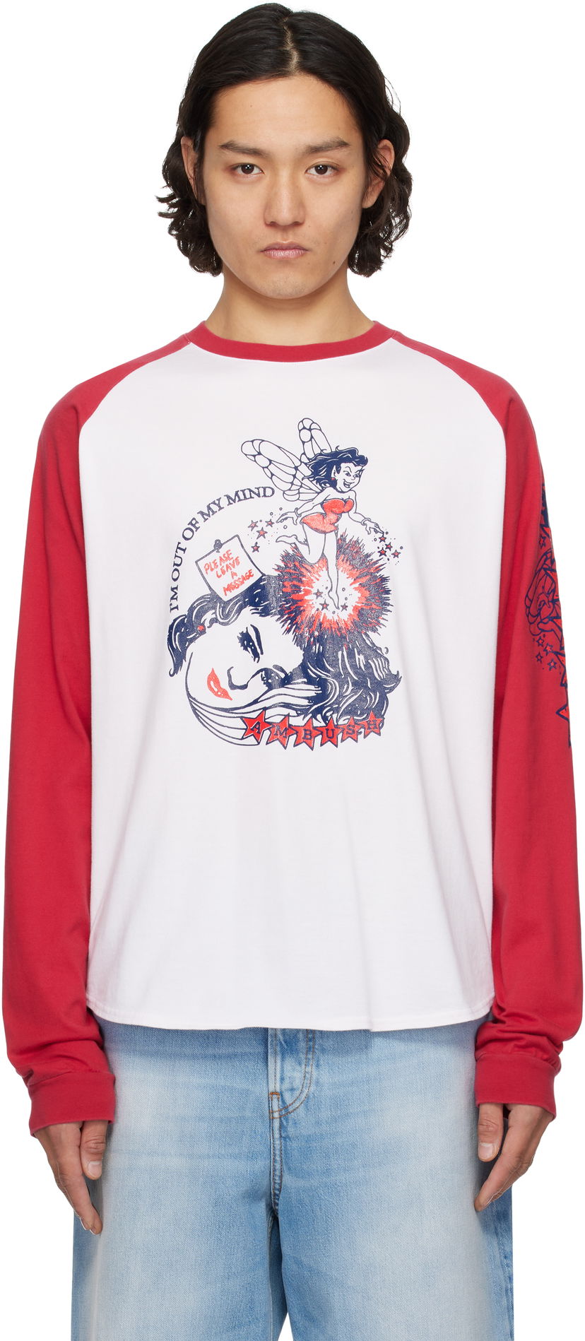 Футболка Ambush AMBUSH Raglan Graphic Long Sleeve T-Shirt білий | 12115325