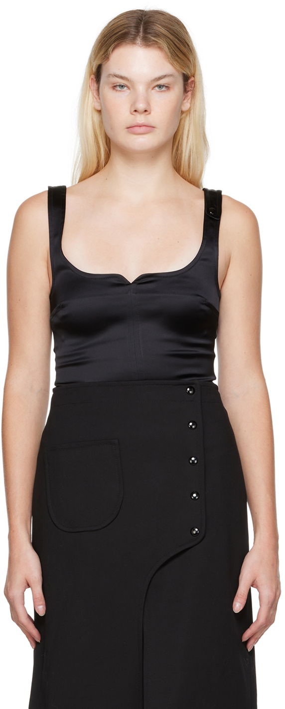 Боді Courrèges Square Neck Satin Tank Top чорний | 322CTO079AC0017
