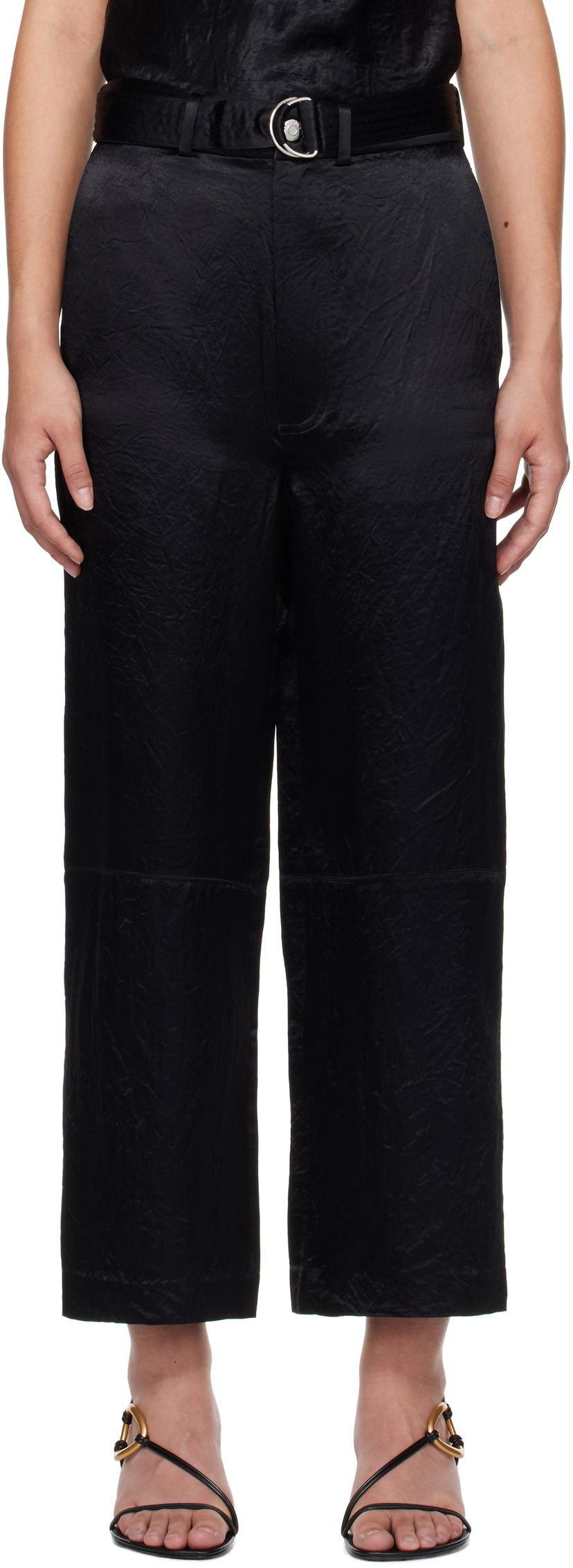 Штани Nanushka Husna Black Wide Leg Trousers чорний | NW24FWPA35100