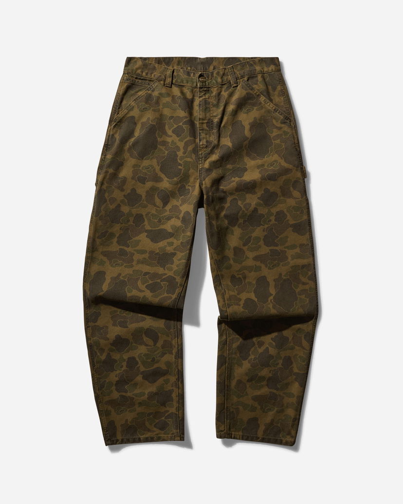 Штани Carhartt WIP Duck Single Knee Pants Camo Duck Green / Office Green Коричневий | I033896 2MQGD