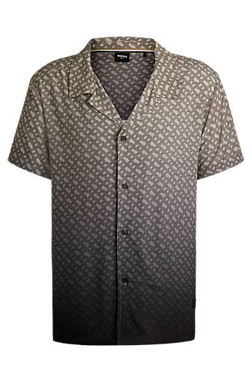 Сорочка BOSS Regular-Fit Monogram Print Degradé Shirt Сірий | 50534342