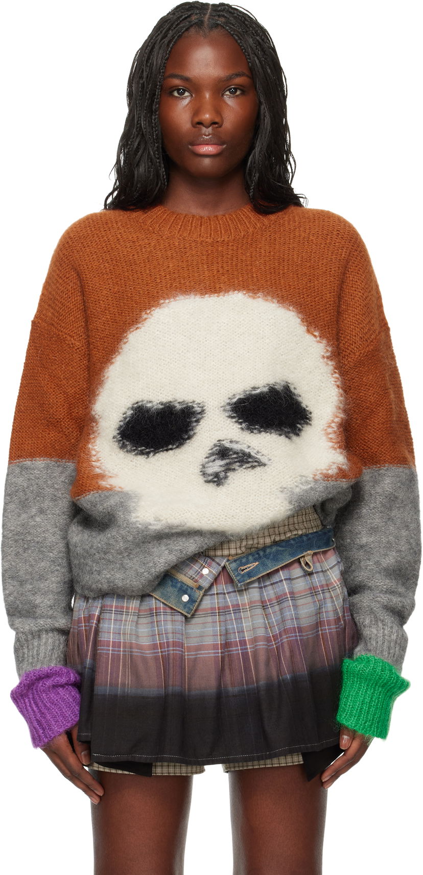 Cветр ERL Mohair Skull Sweater Коричневий | ERL09N004