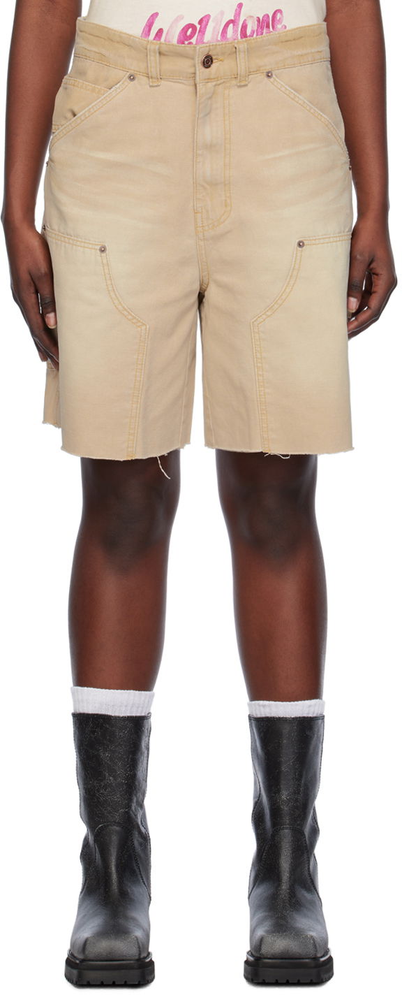 Шорти We11done We11done Raw Edge Shorts бежевий | WD-DP0-24-379-M-BG