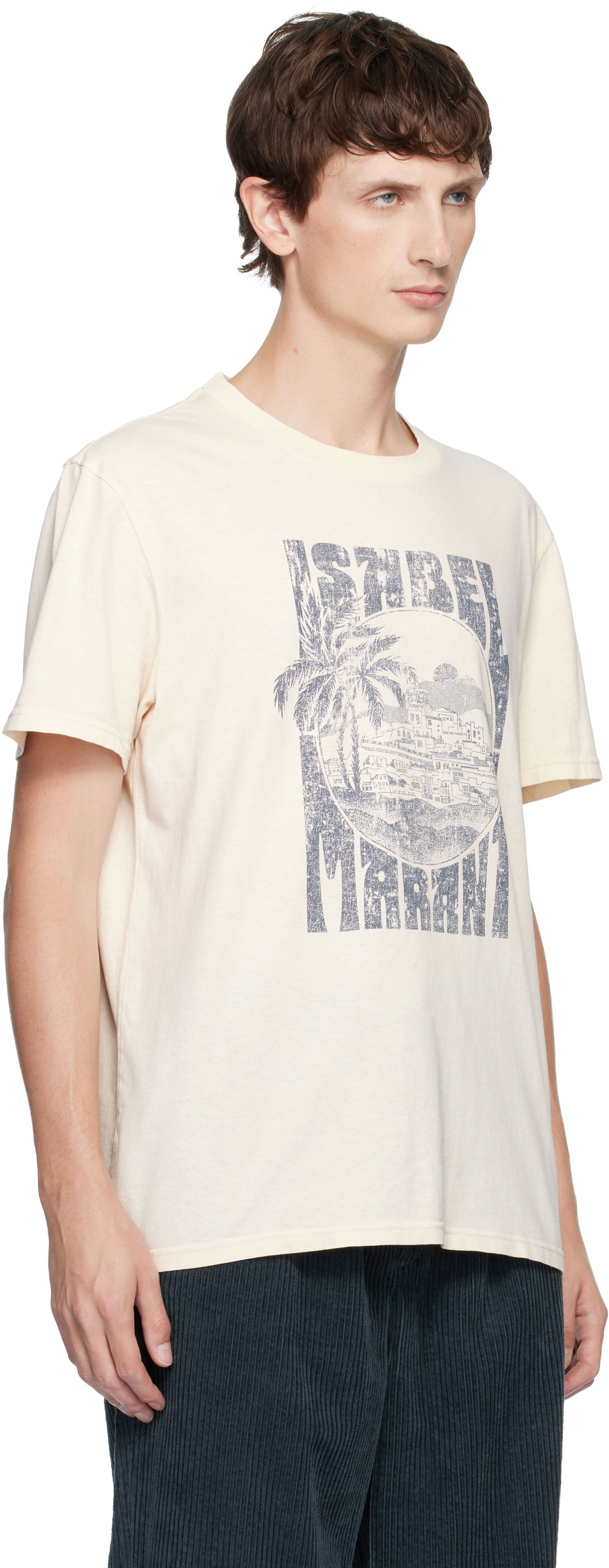 Футболка ISABEL MARANT Isabel Marant Honore Graphic Print T-Shirt бежевий | 25ATS0052HB-C3N09H, 1
