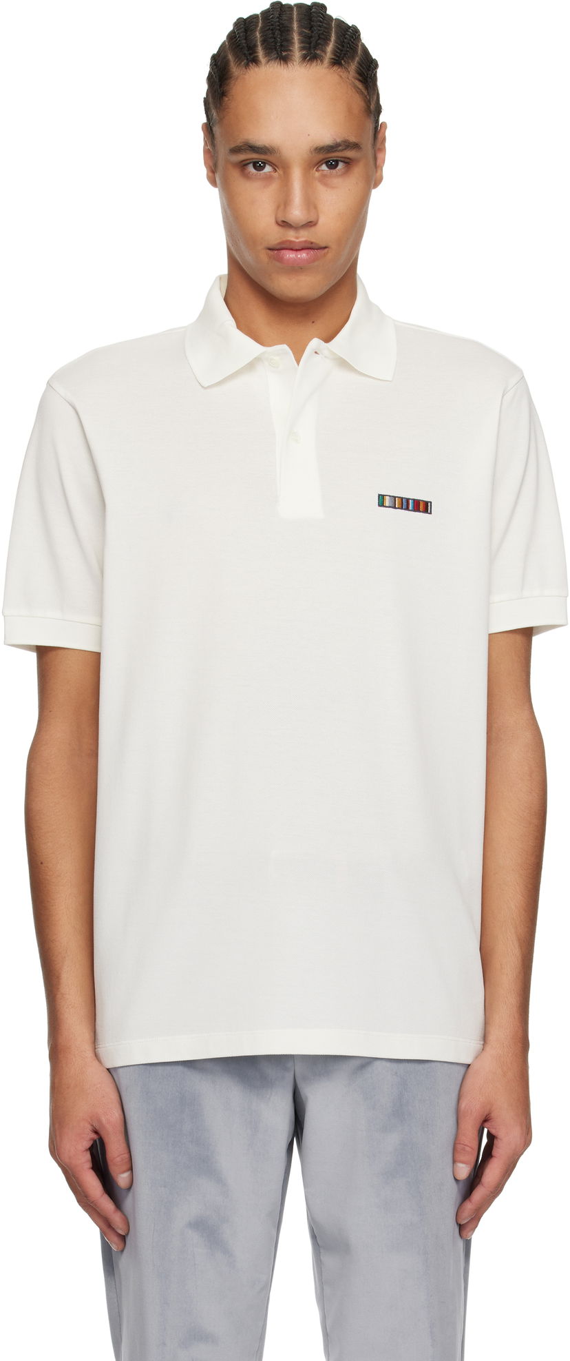 Сорочка поло Paul Smith Paul Smith Signature Stripe Logo Cotton Polo білий | M1R-698P-NP4724-01