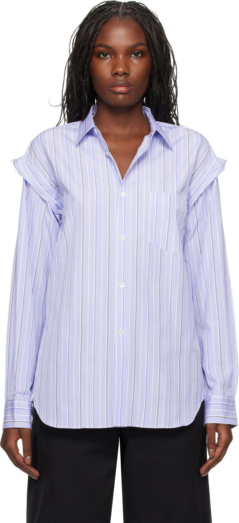 Сорочка Comme des Garçons Stripe Poplin Shirt Синій | FN-B029-W24