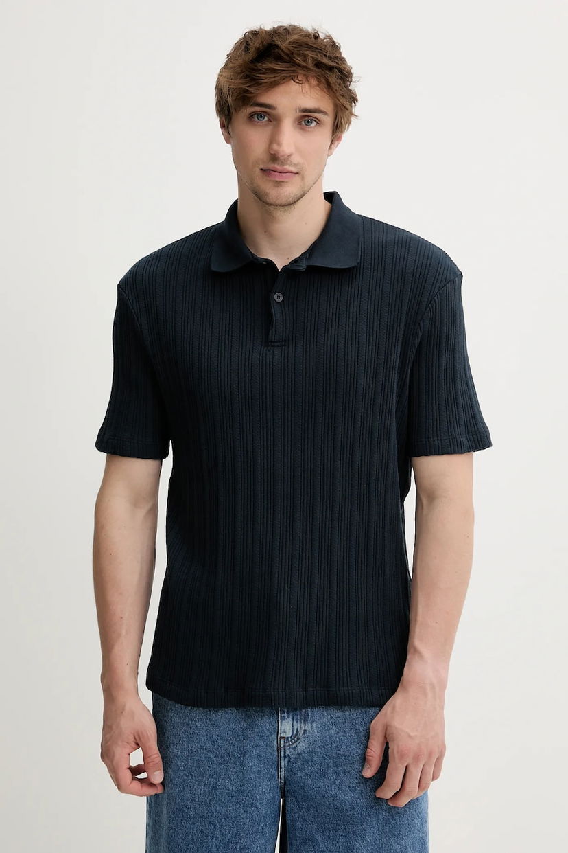 Сорочка поло Samsoe Samsoe Ribbed Polo Shirt SAKEVIN темно-синій | M25200034