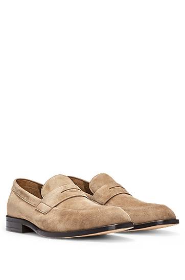 Кросівки та взуття BOSS Suede Penny Loafers бежевий | 50541729