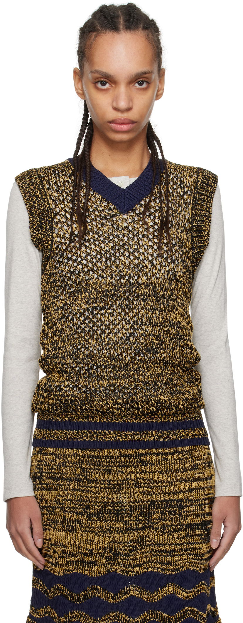 Cветр Wales Bonner Wales Bonner Shade Knit Vest Жовтий | US25KN31-KN04-5190