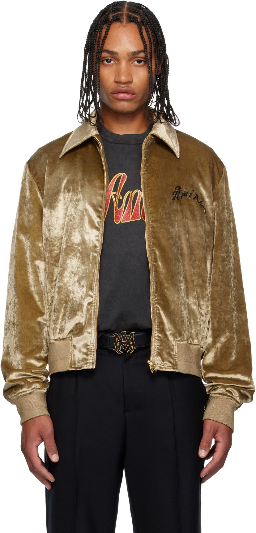 Куртка AMIRI AMIRI Dragon Velvet Jacket бежевий | AMOUBB1054