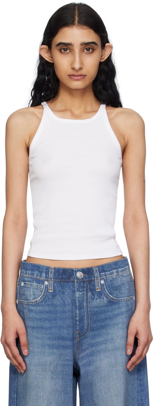 Безрукавка rag & bone Essential Rib String Tank Top білий | WCC24PT020CA20
