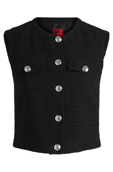 Cветр BOSS Bouclé Regular-Fit Waistcoat чорний | 50537604