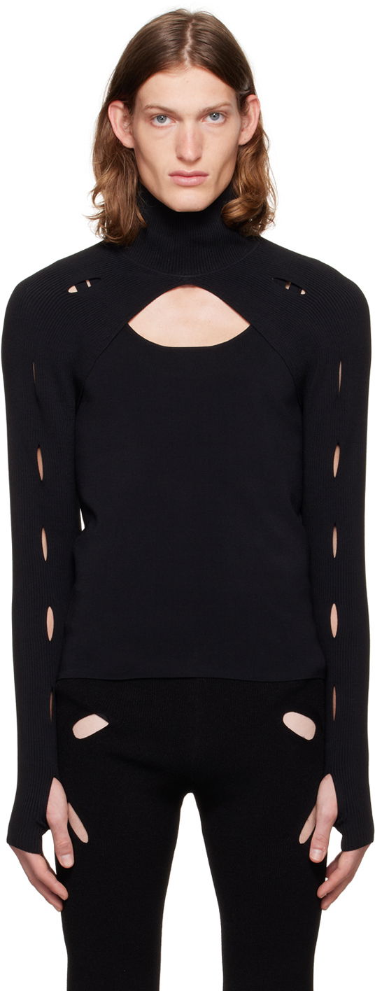 Cветр Dion Lee Slash Woven Turtleneck Top чорний | C7006F21
