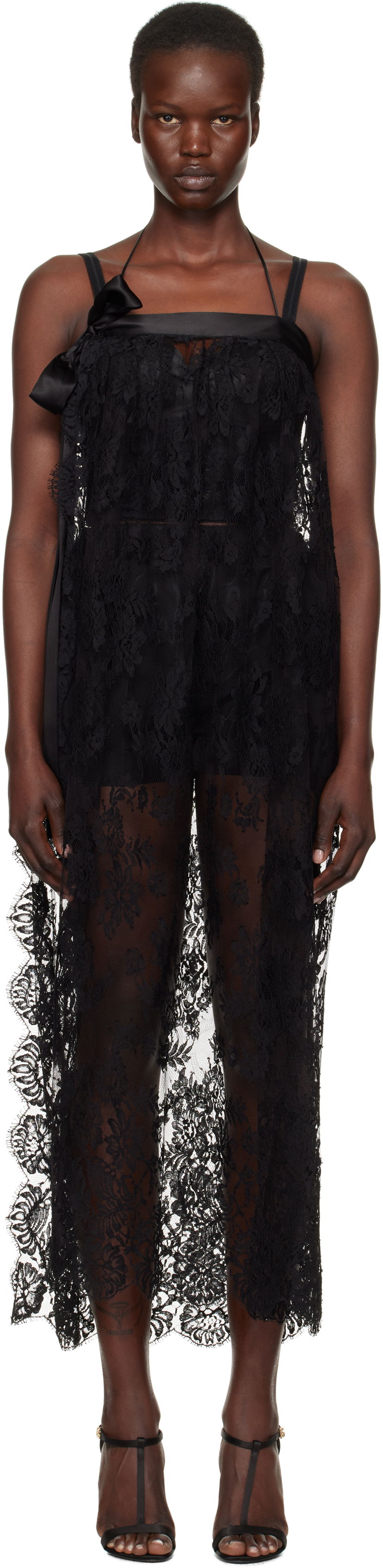 плаття Dolce & Gabbana Dolce&Gabbana Chantilly Lace Midi Dress чорний | F6JRQT ILMA8