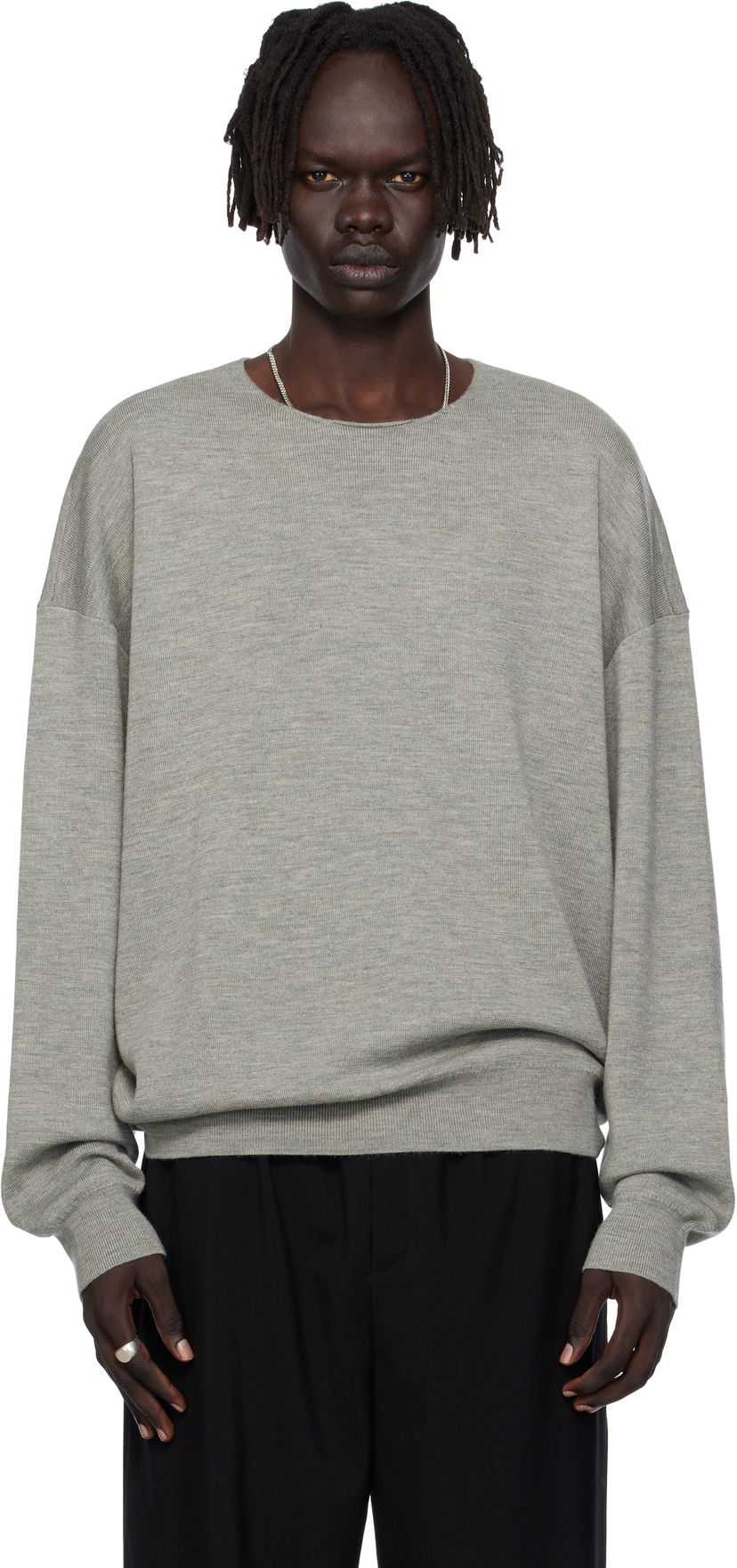 Cветр Fear of God Fear of God ESSENTIALS Long Sleeve Crewneck Sweater Сірий | 192SP256495F