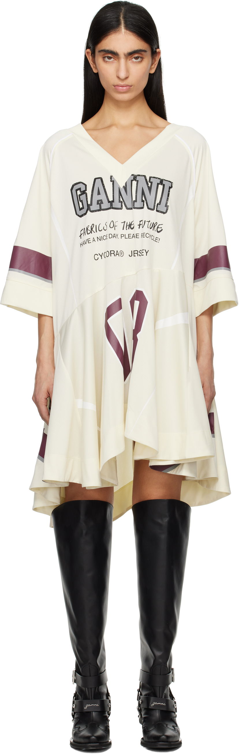 плаття GANNI GANNI Future Mesh Oversized Minidress бежевий | T4300