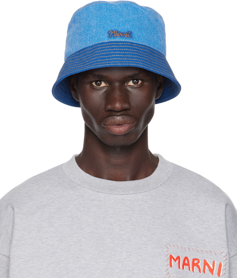 Капелюх Marni Logo Patch Denim Bucket Hat Синій | CLMC0055QX USCY03