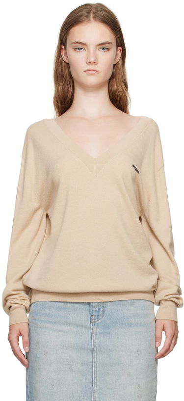 Cветр We11done Deep V-Neck Sweater бежевий | WD-KT2-24-642-W-BG, 0
