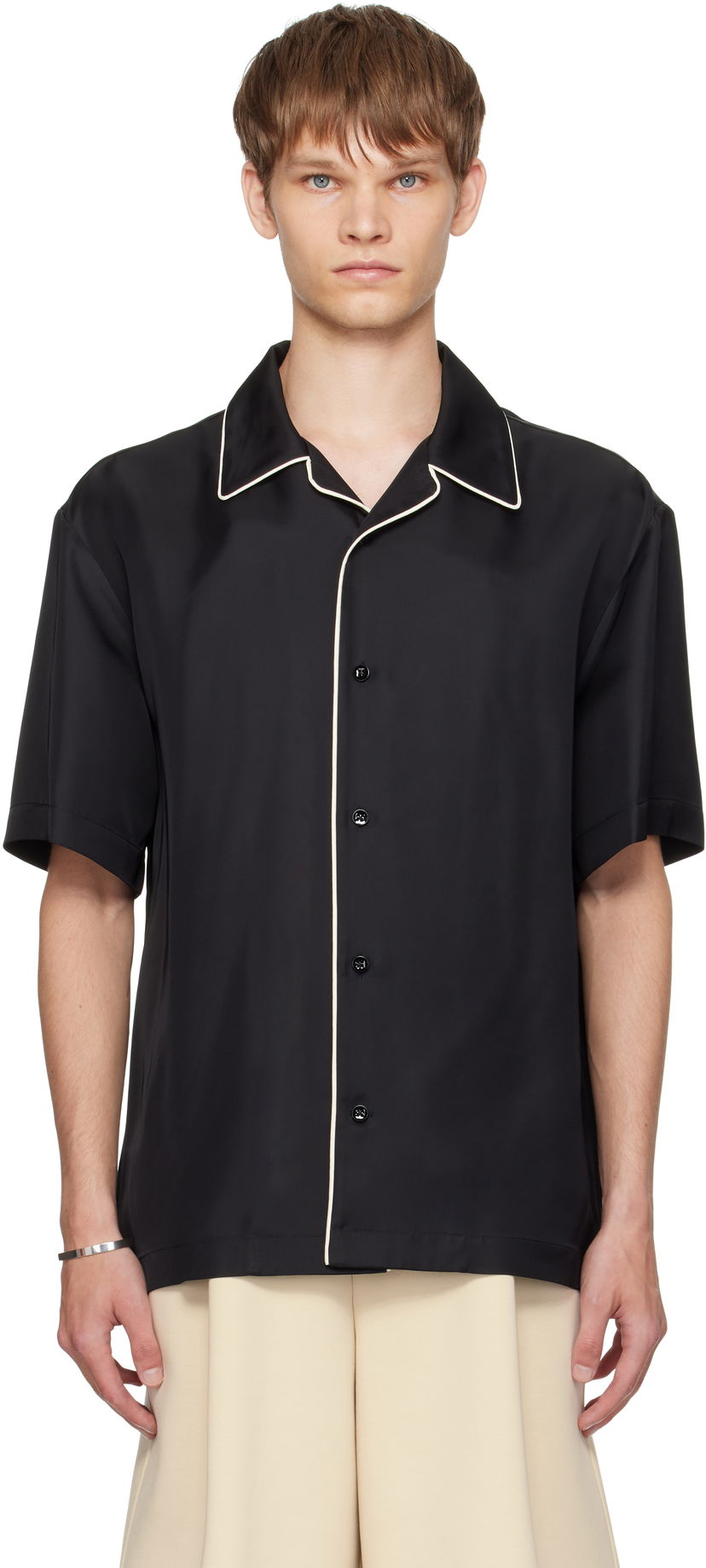 Сорочка Jil Sander Jil Sander Fluid Viscose Camp Collar Shirt чорний | J61DL0062_J65280