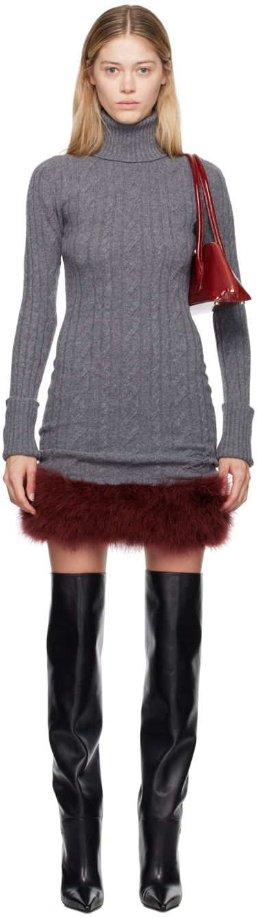 плаття Blumarine Blumarine Turtleneck Dress With Fur Сірий | A422A505A, 0