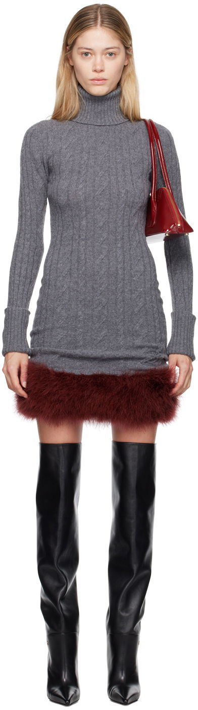 плаття Blumarine Blumarine Turtleneck Dress With Fur Сірий | A422A505A
