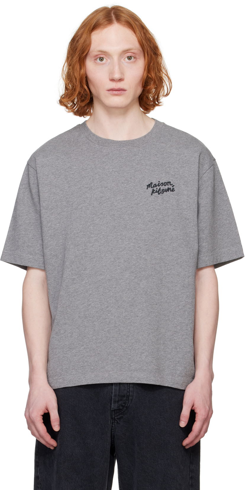 Футболка MAISON KITSUNÉ Maison Kitsuné Handwriting Oversize T-Shirt Сірий | OM00123KJ0119
