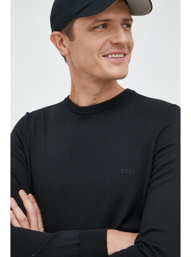 Cветр BOSS Wool Sweater Logo чорний | 50476364