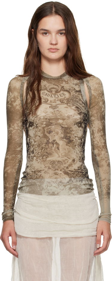 Футболка Jean Paul Gaultier Jean Paul Gaultier 'The Médaillon' Long Sleeve Top Коричневий | 25/03-W-TO303-M006P-6965, 0