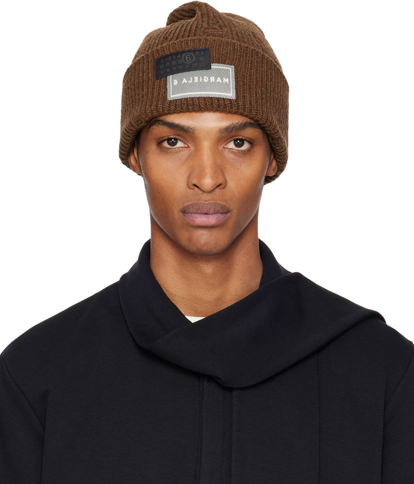 Шапка Maison Margiela MM6 Maison Margiela Logo Patch Beanie Коричневий | SH0TB0001 M13138