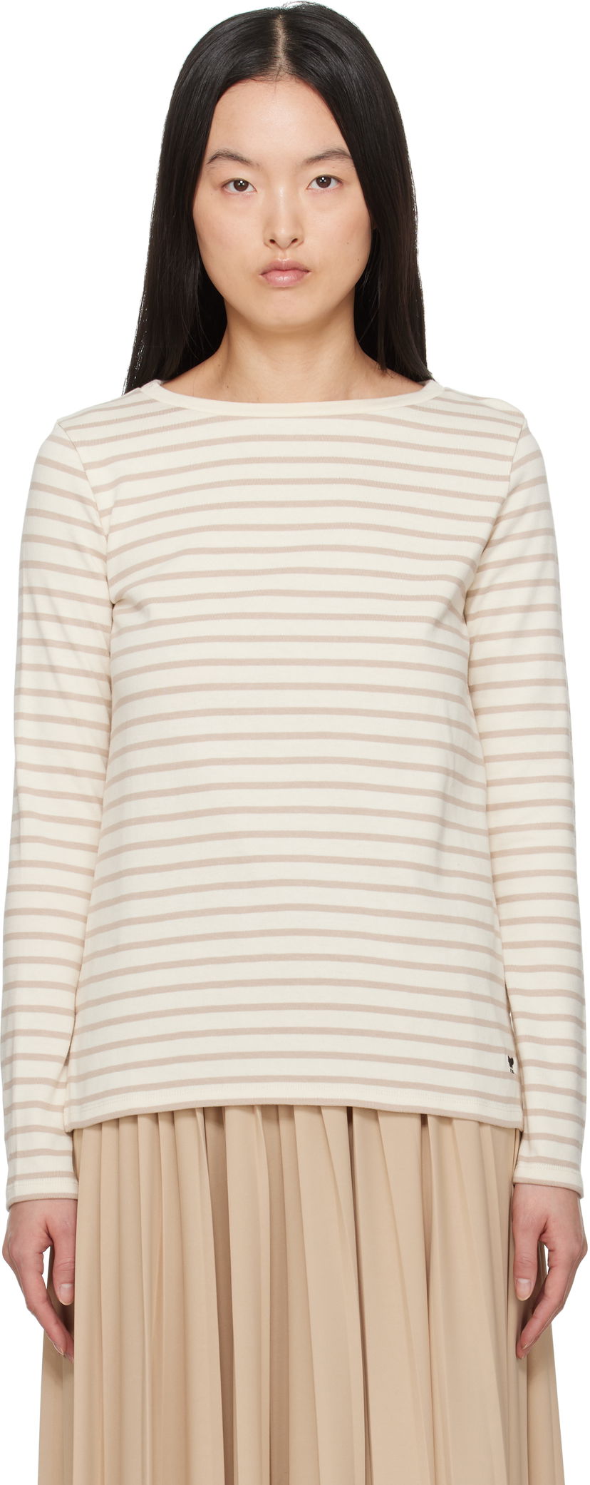 Cветр Max Mara Weekend Max Mara Erasmo Striped Long Sleeve T-Shirt бежевий | 2515941061600