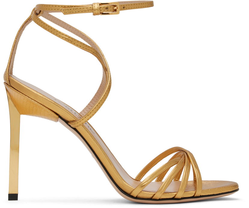 Аксесуари Tom Ford Tom Ford Ida Lizard Print Heeled Sandals Металік | W3546-LCL232G