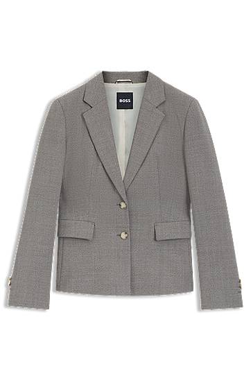 Куртка BOSS BOSS Slim-Fit Patterned Wool-Blend Blazer Сірий | 50544333