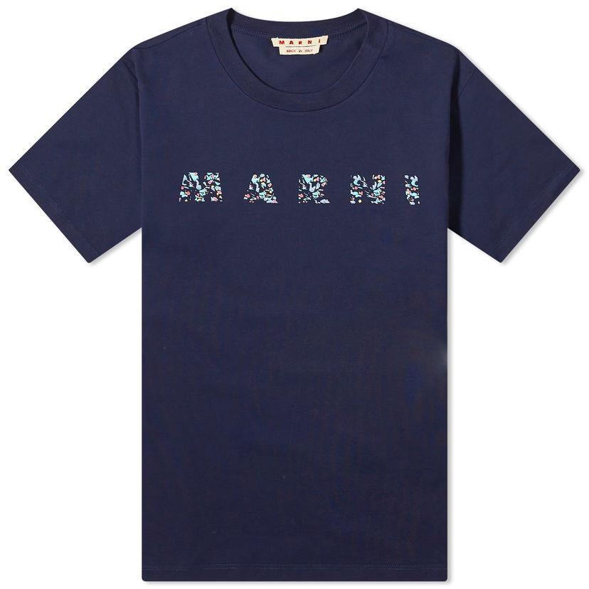 Футболка Marni Floral Logo T-Shirt темно-синій | HUMU0198PQ-USCW21-FLB99
