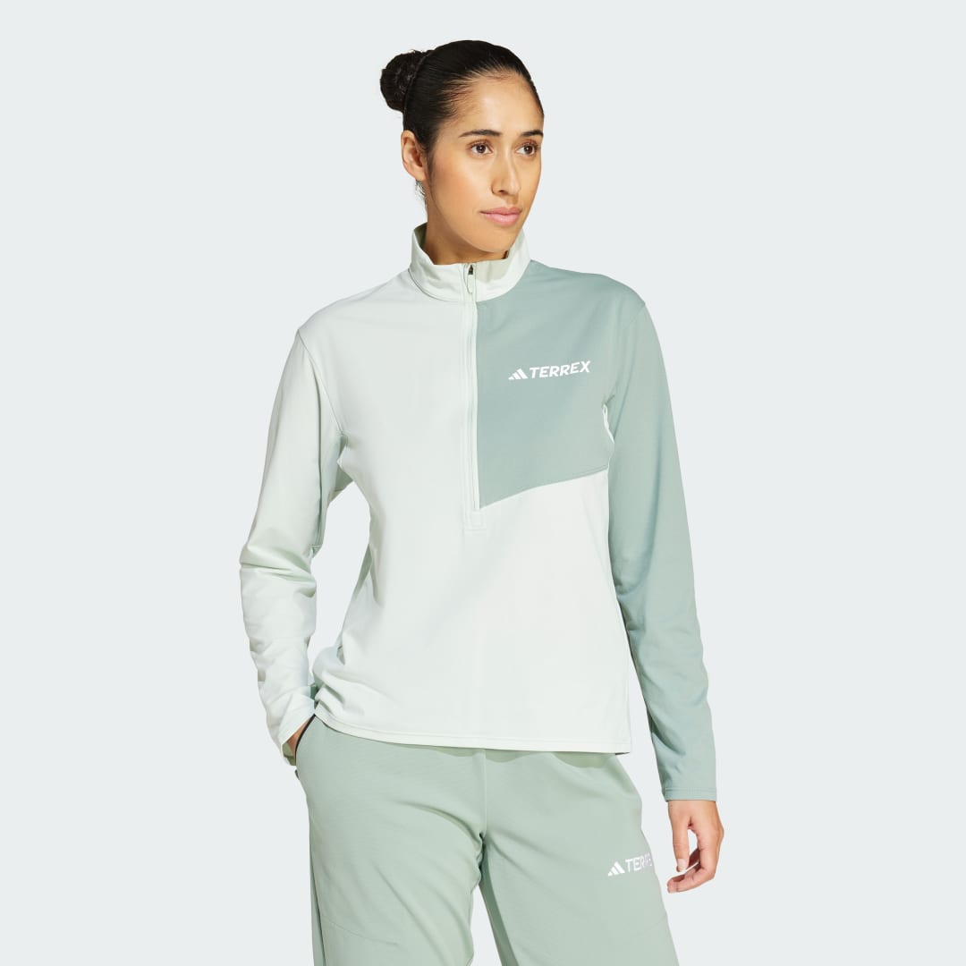 Футболка adidas Performance Terrex Multi Climacool 1/2 Zip Long Sleeve Top Зелений | JE0362, 0